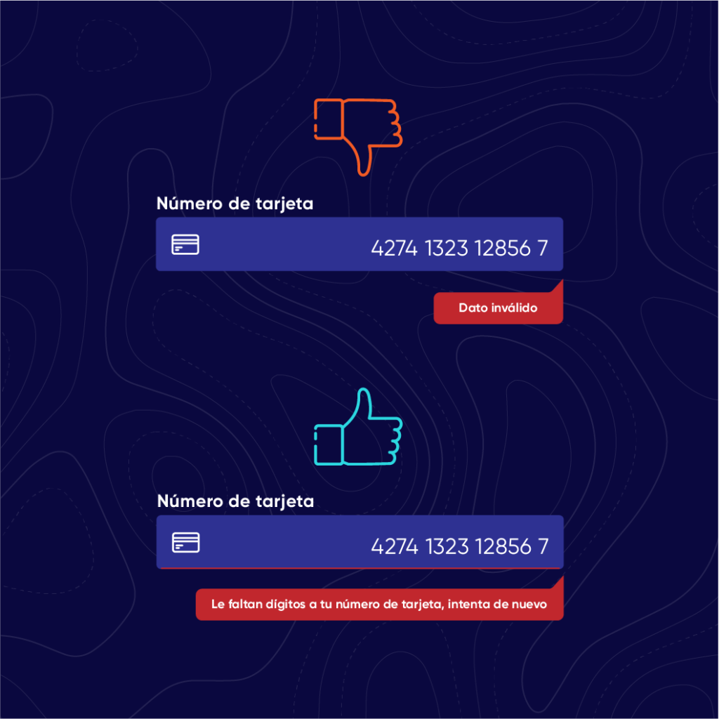 Microcopy ejemplo mensajes