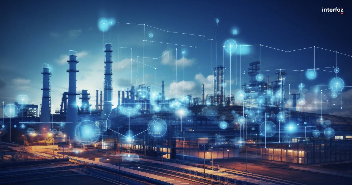 Modern factory, communication network. Telecommunication