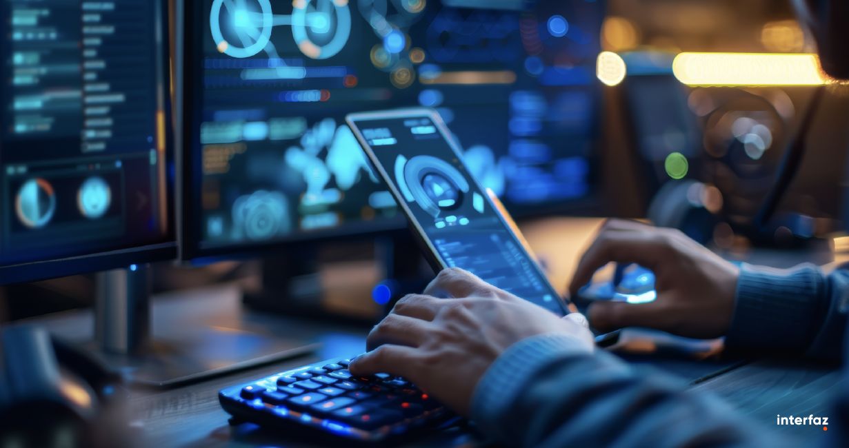 Digital technology, businessman use internet for Global network connection